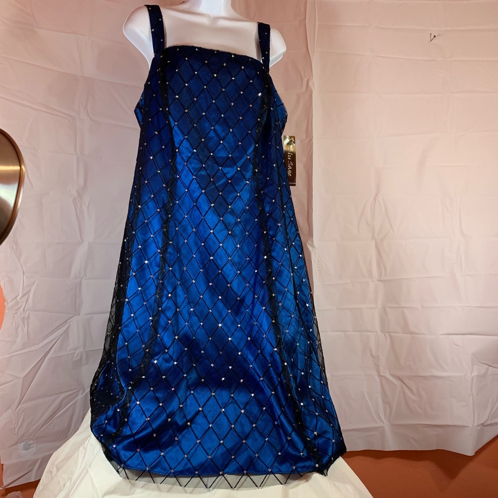 NWT Blue Black Sparkling Evening Prom Dress New